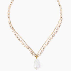 New Auth Chan Luu Champagne Pearl Mix Baroque Pendant Necklace